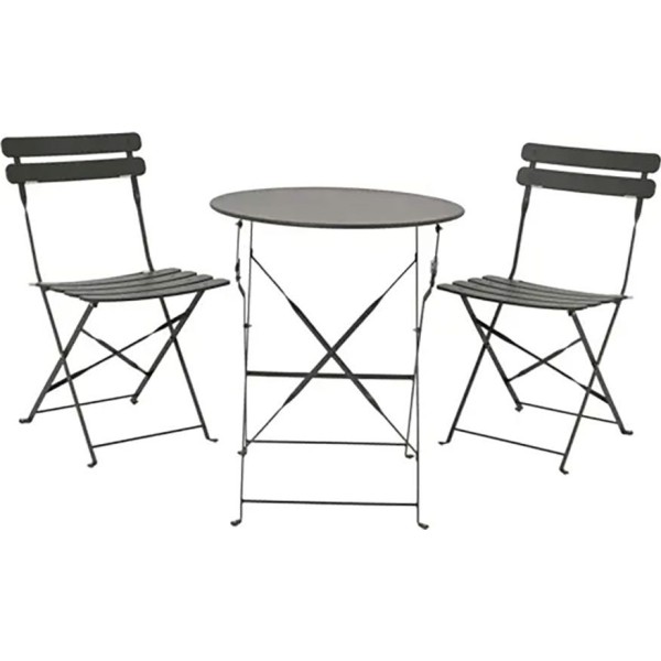Conjunto de mesa y 2 sillas helsingborg, plegables, de acero, gris antracita