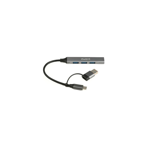 Ewent hub usb-a-c 5gbps 3puertos 3.1 usb a alum